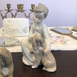 Lladro Mom Shushes Dog